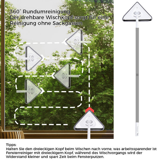 Multifunktionaler dreieckiger Fensterreiniger mit Verlängerungsstange