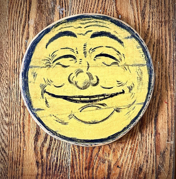 „Die Person auf dem Mond“ - Retro-Halloween-Holzschild