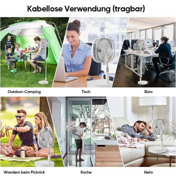 Tragbarer wiederaufladbarer faltbarer Teleskop-Bodenventilator