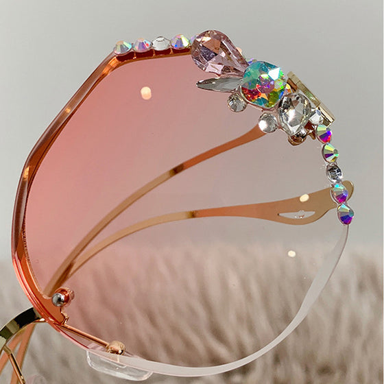 Frauen randlose Diamantsonnenbrille