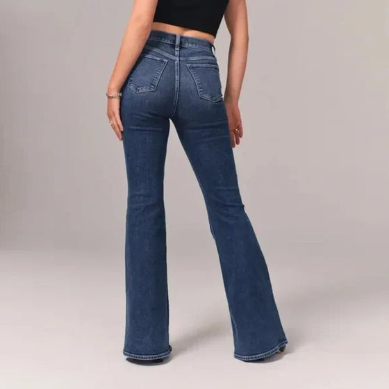 Stretch-Flare-Jeans mit hohem Bund