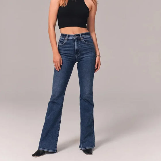 Stretch-Flare-Jeans mit hohem Bund