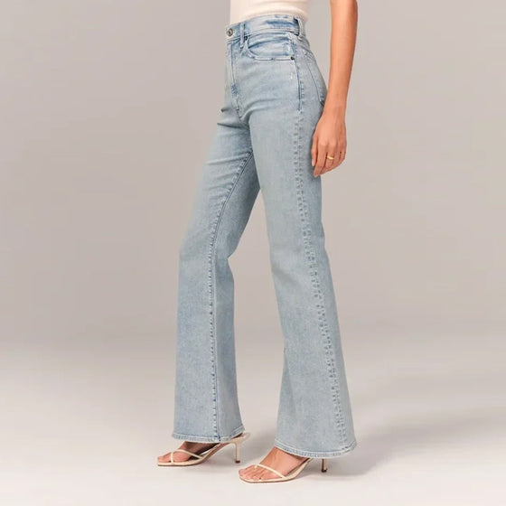 Stretch-Flare-Jeans mit hohem Bund