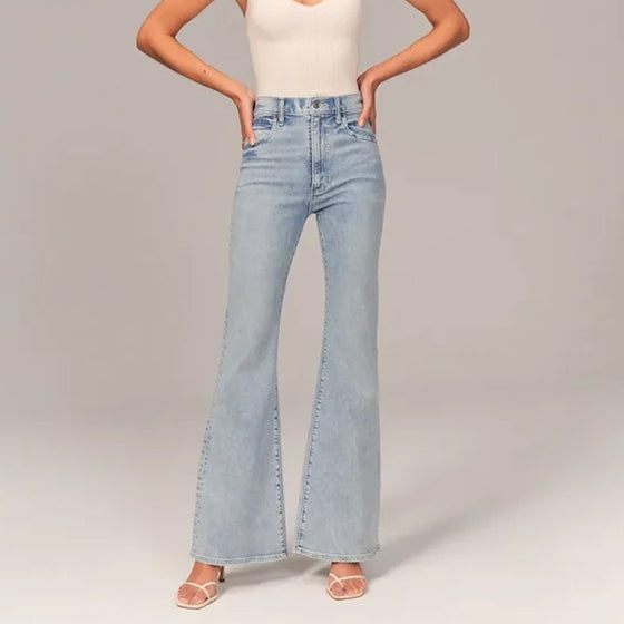 Stretch-Flare-Jeans mit hohem Bund