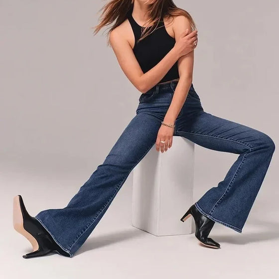 Stretch-Flare-Jeans mit hohem Bund