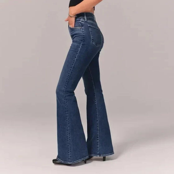 Stretch-Flare-Jeans mit hohem Bund