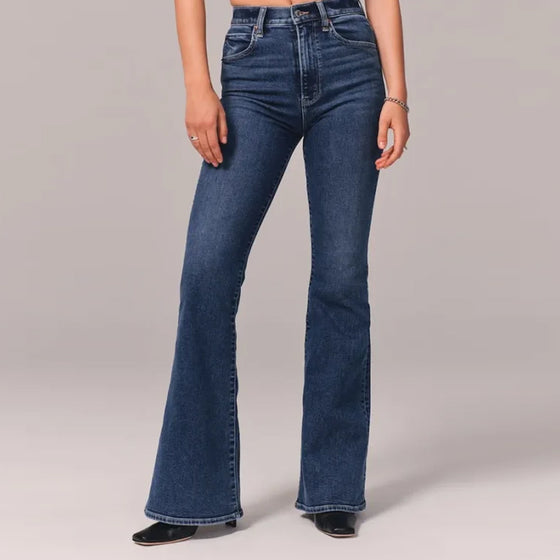 Stretch-Flare-Jeans mit hohem Bund