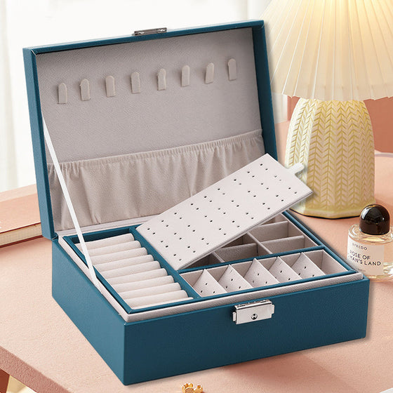 Leder-Schmuckkästchen mit Schloss, Aufbewahrungsbox-Organizer