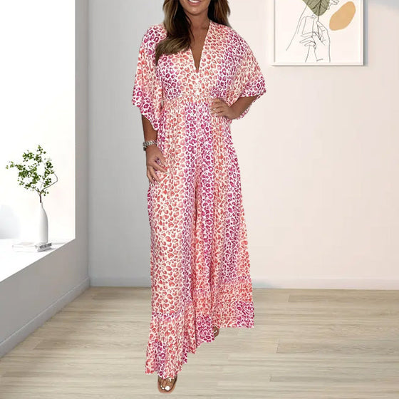 Kimono-Jumpsuits mit mehrfarbigem Geometry-Print und V-Ausschnitt