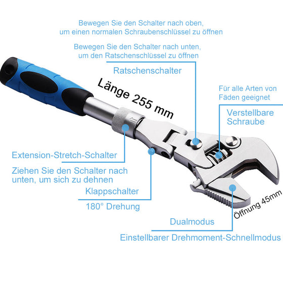 5-in-1-einziehbarer verstellbarer Schraubenschlüssel