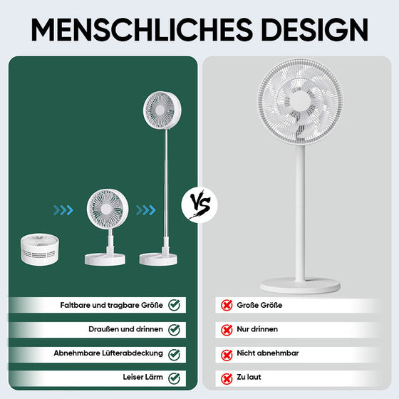 Tragbarer wiederaufladbarer faltbarer Teleskop-Bodenventilator