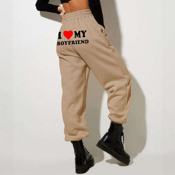 I LOVE MY BOYFRIEND Bedruckte Freizeit-Jogginghose