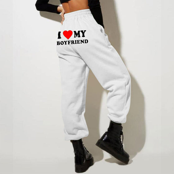 I LOVE MY BOYFRIEND Bedruckte Freizeit-Jogginghose