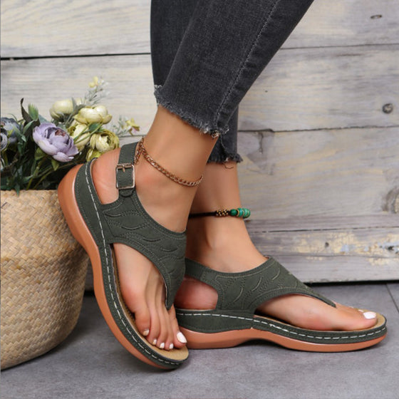 Einfarbige Sommer-Sandalen Mit Schnalle