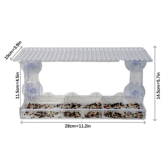 Vogelfutterstation für den Außenbereich mit klarem Sichtfenster und Saugnapf