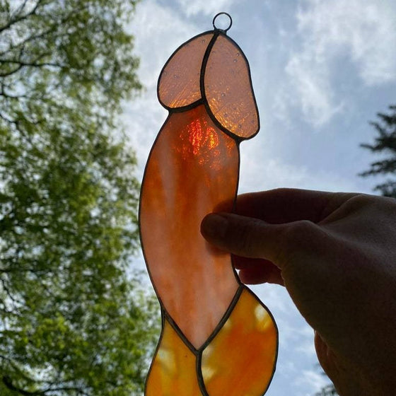 Lustiger Penis-Sonnenfänger aus Buntglas
