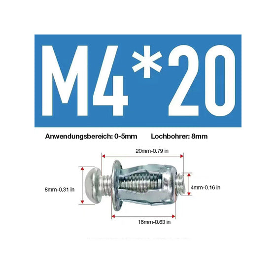 Expansionsschraube Blütenblattmutter (50 Stück)