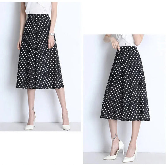 Schwarze, gepunktete Chiffon-Culotte