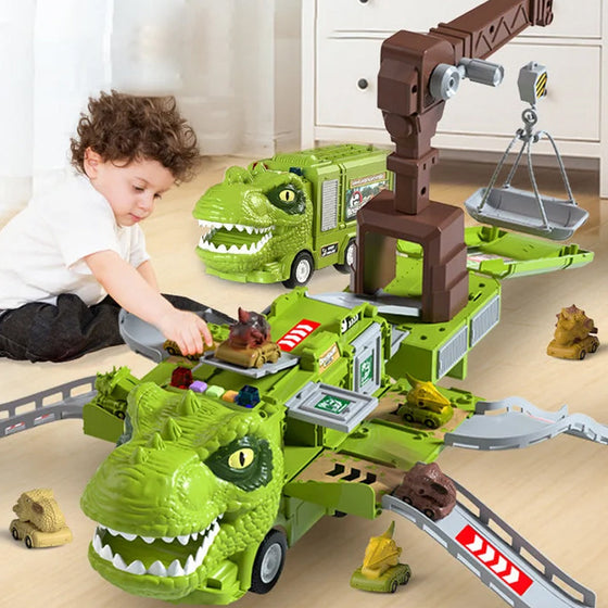 Neues Spielzeugset Dinosaurier-Transforming-Engineering-LKW-Strecke