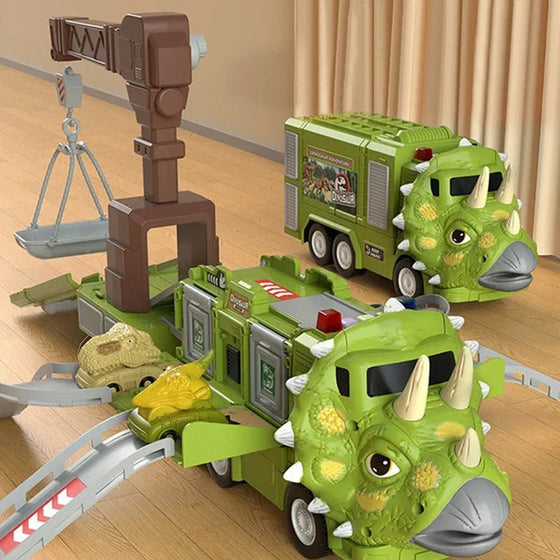 Neues Spielzeugset Dinosaurier-Transforming-Engineering-LKW-Strecke