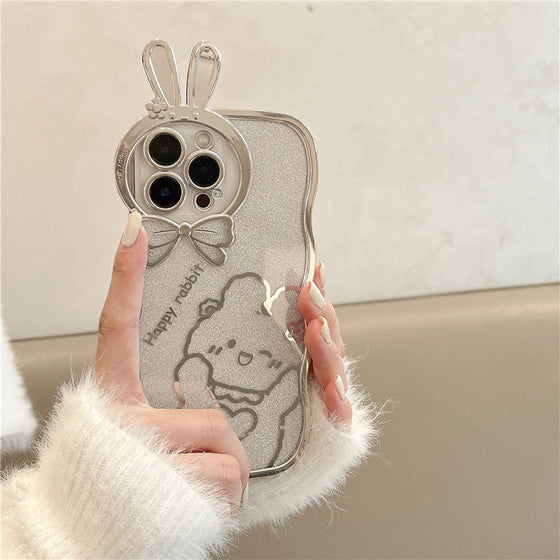 Glitter Rabbit Case für iPhone mit vollständiger Objektivabdeckung