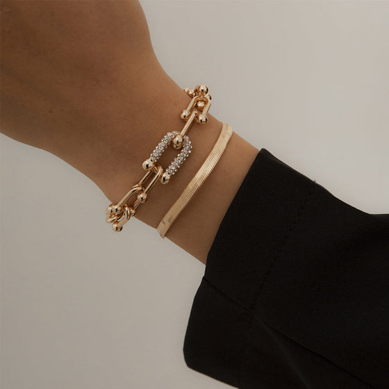 Minimalistisches Schlangenknochen-Metallarmband