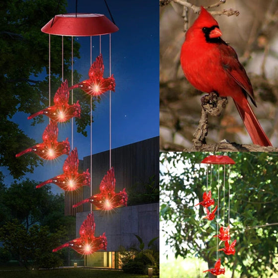Rotes Vogel-Windspiel-Licht