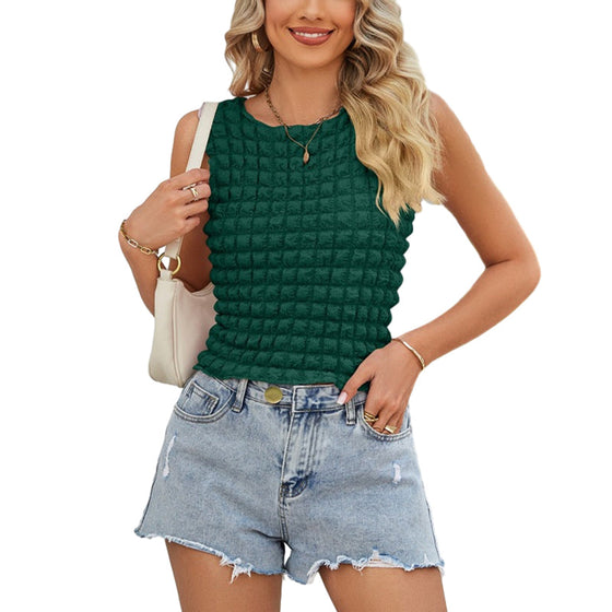 Damen-Popcorn-Crop-Tops, Ausgeh-Tanktops