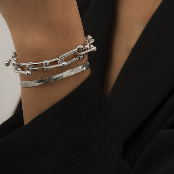 Minimalistisches Schlangenknochen-Metallarmband