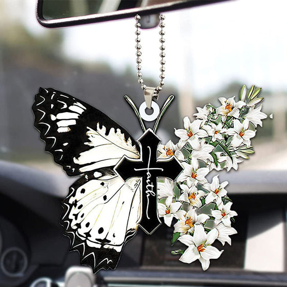 Schönes Schmetterlingskreuz christliches Auto-Rückspiegel-Zubehör