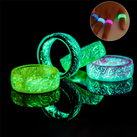 Fashion Colorful Luminous Resin Fluorescent Glowing Ring