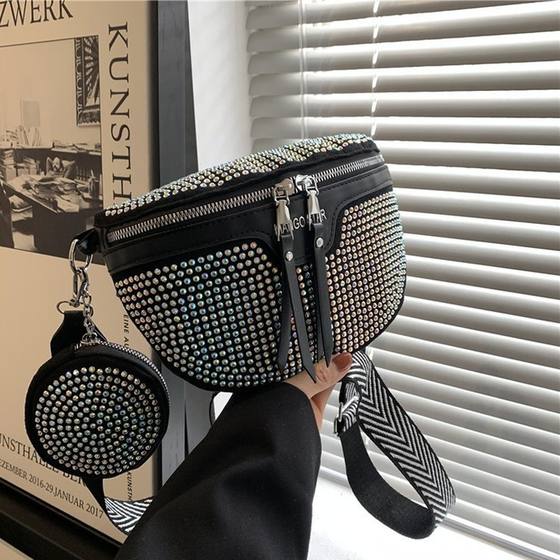 Fashion Strass PU-Leder-Gürteltasche