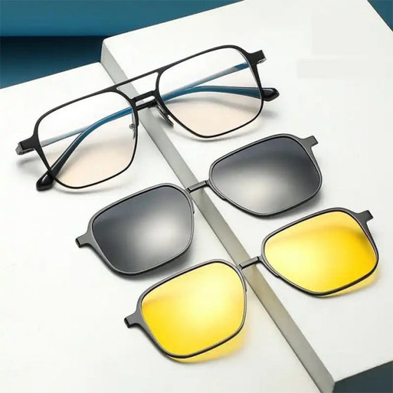 Klassische polarisierte Sonnenbrille mit 5 Clips