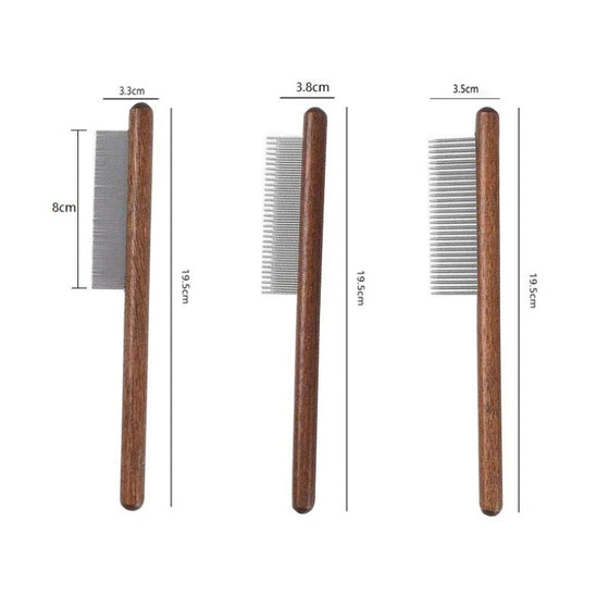 Pet Knot Comb with Wooden Handle