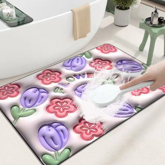 Weiche Kieselalgenschlamm-absorbierende Bodenmatte mit 3D-Blumen