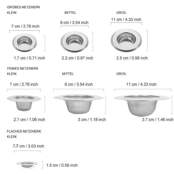 Küche Edelstahl-Wannen-Filter (3 Stücke)