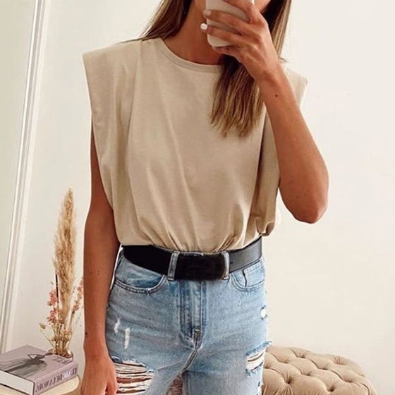 Sleeveless Crew Neck Solid Knit Top