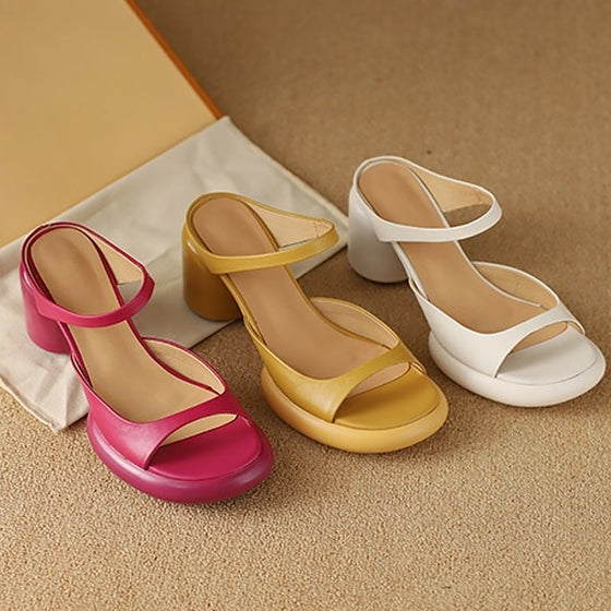 Sommer-Retro-Sandalen für Damen mit dickem Absatz