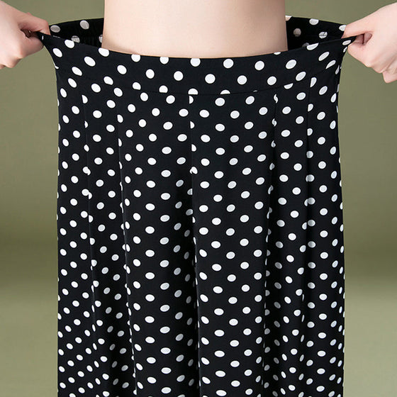 Schwarze, gepunktete Chiffon-Culotte