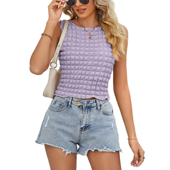 Damen-Popcorn-Crop-Tops, Ausgeh-Tanktops