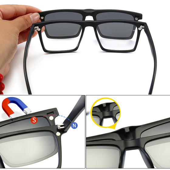 Klassische polarisierte Sonnenbrille mit 5 Clips