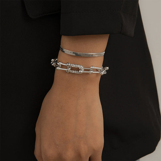 Minimalistisches Schlangenknochen-Metallarmband