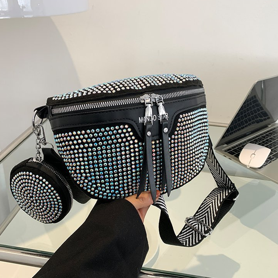 Fashion Strass PU-Leder-Gürteltasche