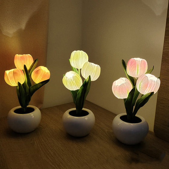 LED-Tulpen-Nachtlicht-Blumen-Tischlampe