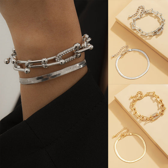 Minimalistisches Schlangenknochen-Metallarmband