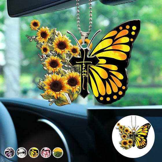 Schönes Schmetterlingskreuz christliches Auto-Rückspiegel-Zubehör